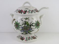 Portmerion lidded soup tureen and ladle in Botanic Garden pattern