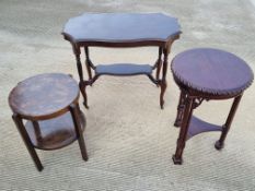 Three assorted occasional tables, largest 85 x 47.