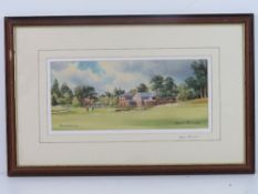 Golfing themed signed print 'Broadstone' by Denis Parrett signed in pencil by the artist lower left.