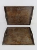 Two oak trays, 48 x 34.5cm and 44.5 x 31.5cm respectively.