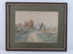 James Allen Shuffrey (1859-1939) Watercolour A Cotswold village ( Possibly Stow-on the-