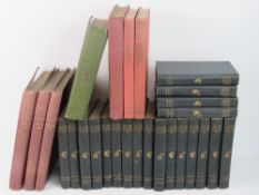 Books; The New Punch Library in twenty volumes having monochromatic illustrations throughout.