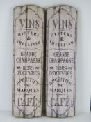 A pair of large contemporary 'Oysters & Shellfish' cafe signs.