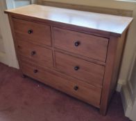 An oak chest of two over two over single drawers, 120 x 42 x 88cm.