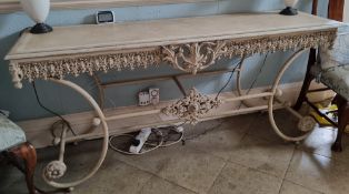 A contemporary Continental style metal console table,