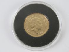 A 22ct gold 2017 proof full sovereign with paperwork and sleeve.