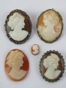 Vintage carved shell cameos; three in 80