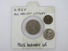 Maundy Money; 1848 Victoria part set 1d,