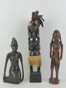 Three carved and decorated fertility sta