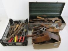 A quantity of vintage wooden hand tools