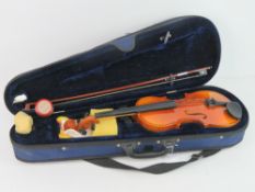 A contemporary Violin with bow, in case,
