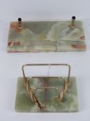 Green onyx desk set comprising standish