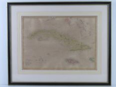 Map; Cuba and Jamaica engraved by T Ettling, handcoloured,
