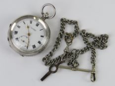 A HM silver open face pocket watch, marked J G Graves Sheffield to the white enamel dial,