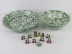 Italian made green and white Charger and fruit bowl together with a quantity of bone china place