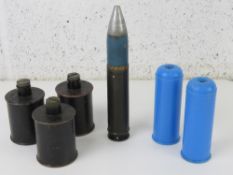 Two inert 37mm blank firing cartridges,