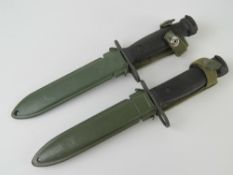 Two Italian Beretta AR70 Bayonets with scabbards.
