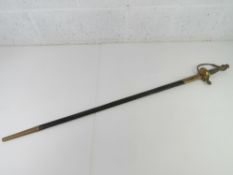 An 1897 pattern George V Infantry officer's sword with scabbard and belt straps.