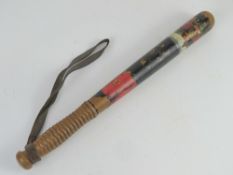 A Victorian Police Truncheon having crown and VR cypher.