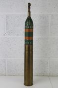 An inert WWI French 75x 370mm Shell, with a HE long fuze,