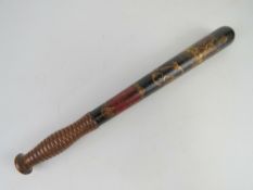 A Victorian Police Truncheon having crown and VR cypher.