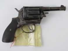 A deactivated Belgian Bulldog Type 7.62mm Calibre nine shot Revolver.