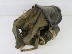 A WWII British infants gas mask, makers mark L.&.B.R.C.O and dated Jul 1939, with air pump.