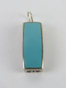 A turquoise pendant measuring 2.5cm in length not including bale, no apparent hallmarks.
