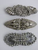 Three Art Deco convertible double collar clip / duette brooches.