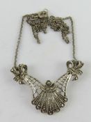 A continental silver and marcasite necklace, early 20thC, stamped Sterling.
