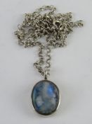 A labradorite pendant hallmarked 925 on 925 silver chain.