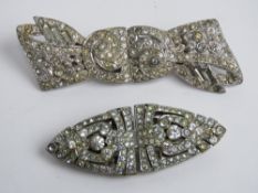 Two Art Deco convertible double collar clip / duette brooches.