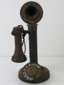 A vintage candlestick type telephone no A5F FH34/1 IN ORIGINAL UNRESTORED CONDITION.