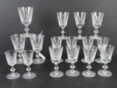 A set of three Edinburgh Crystal short wine glasses with set of eight matching Edinburgh Crystal