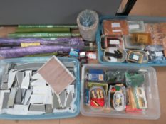 A large quantity of model railway diorama components inc track, figures, trees, etc.