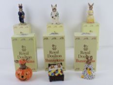 Royal Doulton Bunnykins; Six figurines in original boxes being 'Sleepy Time', 'Halloween', 'Cook ,