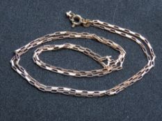 A 9ct gold box chain necklace, partial Russian hallmark, stamped 375, 4.4g.