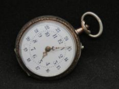 A delightful white and rose metal fob watch having white enamel dial with rose metal hands,