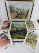 Oil on board by H Gooch of a steam locomotive.