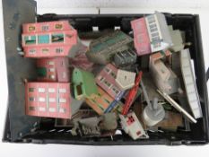 A quantity of model railway diorama makers buildings, fences, etc.