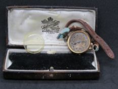 A vintage 9ct gold watch, a/f glass replaced with plastic, hallmarked 375, with vintage box.