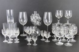 A set of four Chateau Pineraie wine glasses together with a quantity of other assorted glassware