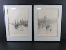 A pair of dry point etchings by Lieutenant commander Rowland Langmaid RN,