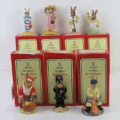 Royal Doulton Bunnykins; Seven figurines in original boxes being 'Santa', 'Easter Greetings',