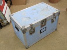 A large wooden lined flight case 79 x 49 x 49cm.