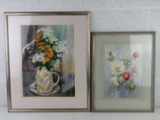Two floral watercolours;