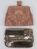 Two early 20thC beaded and sequin evening bags, one in original box and having mirror within,