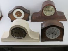 Four wooden cased clocks a/f.