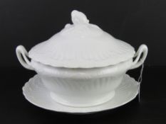 A Limoges large white ground lidded tureen with drip plate under, approx 31cm wide.