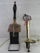 Two pub style bar taps, one bearing label for Kronenburg 1664.